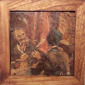 Картина под названием "BRASSENS CHEZ HOPPER" - Jean Louis Biaujeaud, Подлинное произведение искусства, Воск