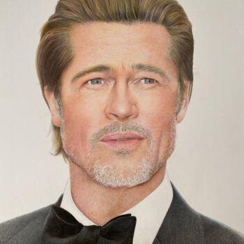 Рисунок под названием "Brad Pitt" - Jl. Margrà, Подлинное произведение искусства, Карандаш