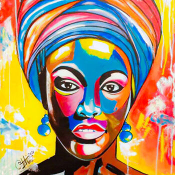 Malarstwo zatytułowany „Africanamete” autorstwa Jl Pro Moda, Arte & Cultura, Oryginalna praca, Akryl Zamontowany na Drewnian…