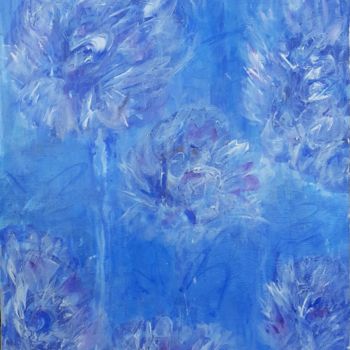 Pintura titulada "6 FLEURS BLEU" por Jean Louis Belmonte, Obra de arte original, Acrílico