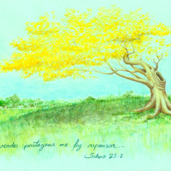 Painting titled "arvore-amarela.jpg" by J. Lima, Original Artwork, Watercolor