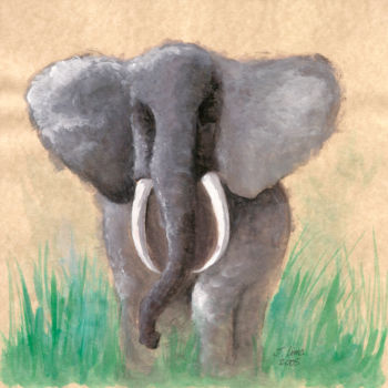 Pintura intitulada "elefante.jpg" por J. Lima, Obras de arte originais, Aquarela