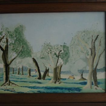 Painting titled "oliviers-jardin-des…" by Jacques Lunaud, Original Artwork, Oil