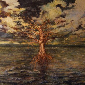 Painting titled "arbre d'or" by Jean-Michel Mahaux, Original Artwork