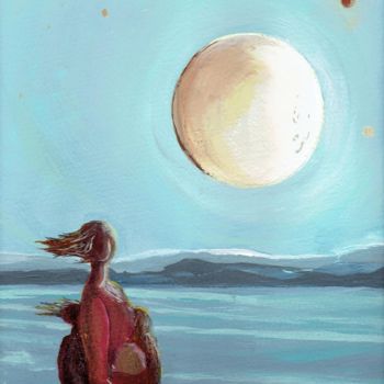 Pintura intitulada "lune" por Jean-Michel Mahaux, Obras de arte originais