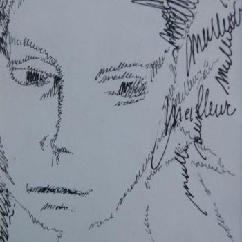 「meilleurs voeux」というタイトルの描画 Jean-Michel Mahauxによって, オリジナルのアートワーク, インク