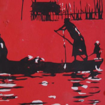 Artigianato intitolato "promenade sur barque" da Jean-Michel Mahaux, Opera d'arte originale