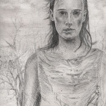 Drawing titled "portrait" by Jean-Michel Mahaux, Original Artwork, Pencil