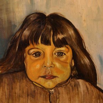 Pintura intitulada "petite fille" por Jean-Michel Mahaux, Obras de arte originais, Óleo