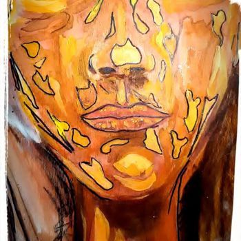 Картина под названием "visage" - Jean-Michel Mahaux, Подлинное произведение искусства, Акрил