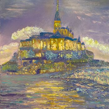 Painting titled "mont Saint Michel f…" by Jm Mariani, Original Artwork, Oil