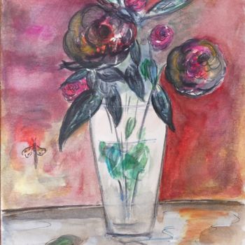 Ζωγραφική με τίτλο "Roses" από Jean-Marc Zabouri, Αυθεντικά έργα τέχνης