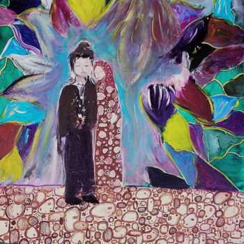Peinture intitulée "Amoureux sous la lu…" par Jean-Marc Zabouri, Œuvre d'art originale, Acrylique