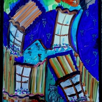 Peinture intitulée "Les fenêtres volant…" par Jean-Marc Zabouri, Œuvre d'art originale