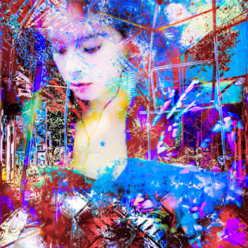 Digital Arts titled "Lady Verlaine" by Jean-Marc Angelini, Original Artwork, Photo Montage Mounted on Other rigid panel