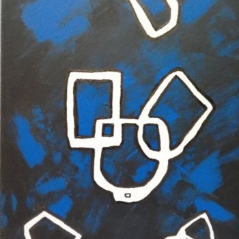 Painting titled "Blue connections" by Jmbr, Original Artwork, Acrylic Mounted on Wood Stretcher frame
