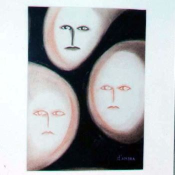 Картина под названием "3 autres personnages" - Jean Marc D'Ambra, Подлинное произведение искусства