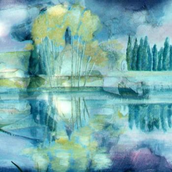 Pintura intitulada "Paysage violet" por Jean Marc D'Ambra, Obras de arte originais