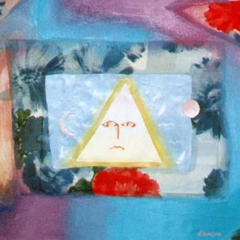 Pintura intitulada "Visage dans pyramide" por Jean Marc D'Ambra, Obras de arte originais
