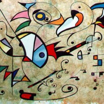 Painting titled "Oiseaux" by Jean Marc D'Ambra, Original Artwork