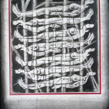 Рисунок под названием "Frontières libertic…" - Jean-Michel Desterke, Подлинное произведение искусства, Древесный уголь