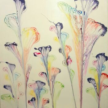 Peinture intitulée "Voilage floral" par Jmglyneart, Œuvre d'art originale, Acrylique Monté sur Châssis en bois