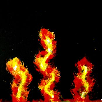 Peinture intitulée "Les 3 flammes" par Jmglyneart, Œuvre d'art originale, Acrylique Monté sur Châssis en bois