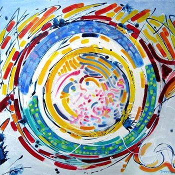 Peinture intitulée "Soleil et Barbapapa…" par Jean-Marie Holterbach, Œuvre d'art originale