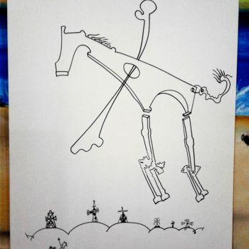 Рисунок под названием ""Don Quijote y Sanc…" - Jorge Miño, Подлинное произведение искусства, Чернила