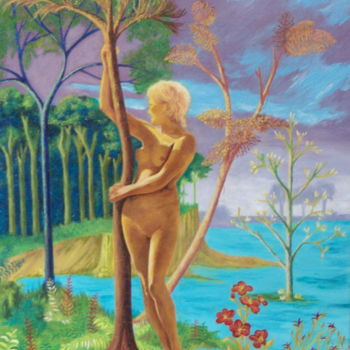 Painting titled "nymphe" by Jean-Marc Kéraudren, Original Artwork, Oil