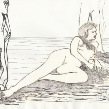 Drawing titled "vision bis" by Jean-Marc Kéraudren, Original Artwork, Ink