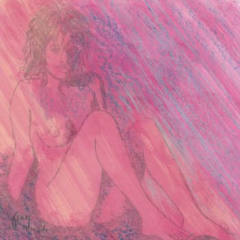 Pintura intitulada "rose et noir" por Jean-Marc Kéraudren, Obras de arte originais, Tinta