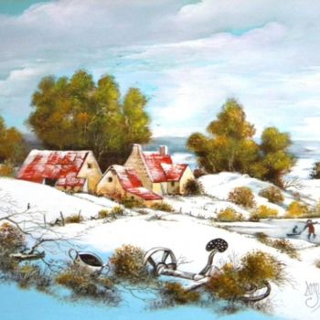 Peinture intitulée "Jeux d'hiver" par Jean-Marie Lamare, Œuvre d'art originale, Autre