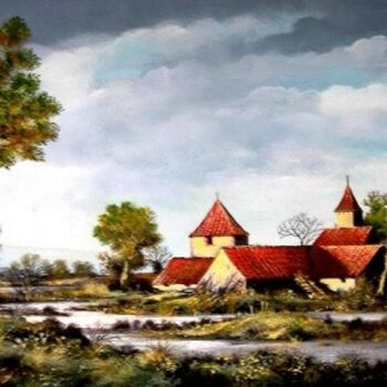 Painting titled "Ferme en avesnois" by Jean-Marie Lamare, Original Artwork, Other