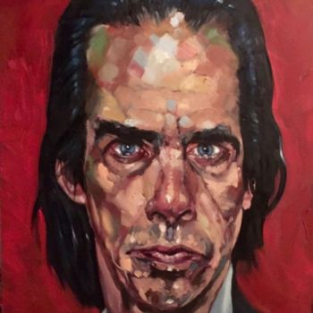 Schilderij getiteld "Nick Cave" door Jean-Michel Lourenço, Origineel Kunstwerk, Olie