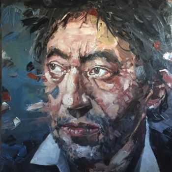Картина под названием "Serge Gainsbourg" - Jean-Michel Lourenço, Подлинное произведение искусства, Масло