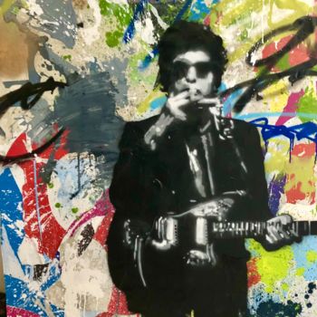 Schilderij getiteld "Bob Dylan" door Jean-Michel Lourenço, Origineel Kunstwerk, Graffiti