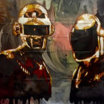「Daft Punk」というタイトルの絵画 Jean-Michel Lourençoによって, オリジナルのアートワーク, スプレー式塗料