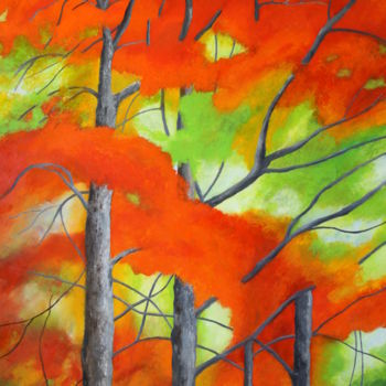 Pintura intitulada "Arces en otoño" por Jaime Martí, Obras de arte originais, Óleo