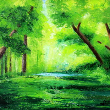 Pittura intitolato "Lago Verde" da Jaime Martí, Opera d'arte originale, Olio