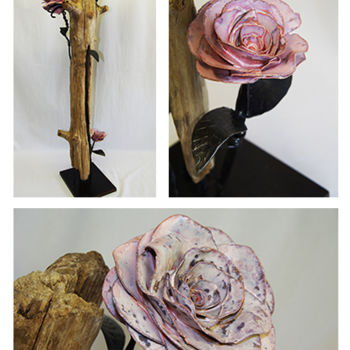 Escultura intitulada "Rose des Bois" por Jmpat, Obras de arte originais, Metais