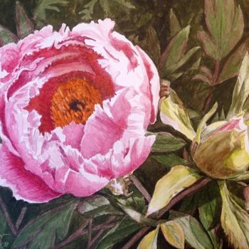 Painting titled "PIVOINE" by Jean Marie Payen, Original Artwork