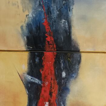 Картина под названием "Diptyque ardent" - Jean-Michel Roger, Подлинное произведение искусства, Масло Установлен на Деревянна…
