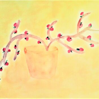 Malerei mit dem Titel "NEW BERRIES" von Jmsbell, Original-Kunstwerk, Aquarell