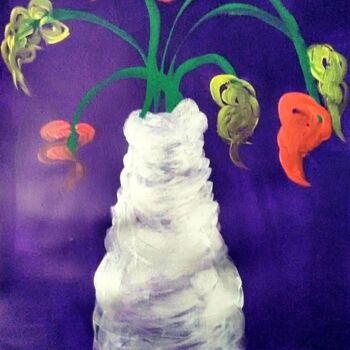 「FLOWERS IN SILVER V…」というタイトルの絵画 Jmsbellによって, オリジナルのアートワーク, アクリル