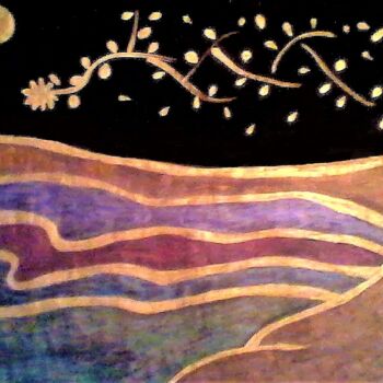 Painting titled "MIDNIGHT FANTASY" by Jmsbell, Original Artwork, Watercolor