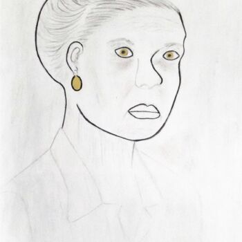 Dibujo titulada "Woman With Gold Ear…" por Jmsbell, Obra de arte original, Rotulador