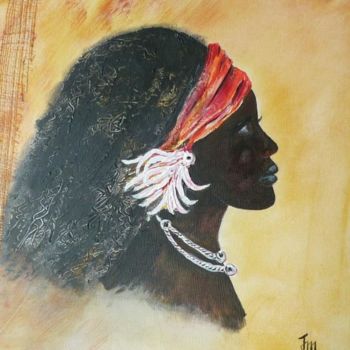 Ζωγραφική με τίτλο "africaine" από Jean-Michel Meotti, Αυθεντικά έργα τέχνης