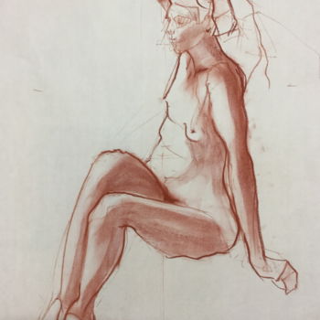 Drawing titled "étude à la sanguine…" by Brasier Jeanoel, Original Artwork, Conté