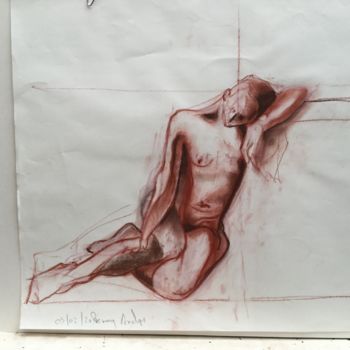 Dessin intitulée "étude de nue à la s…" par Brasier Jeanoel, Œuvre d'art originale, Craie
